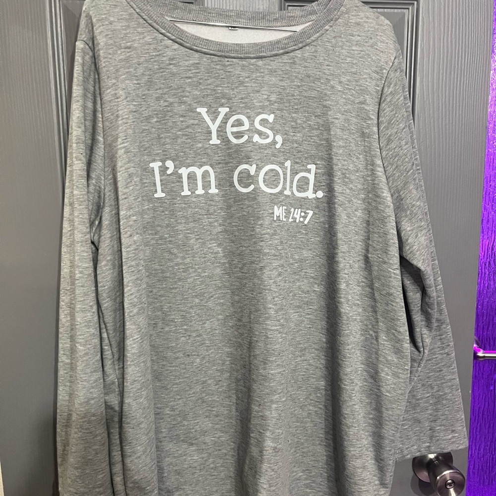 Gray Sweatshirt with White Text - Picture 2 of 6